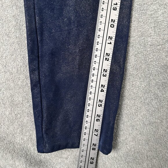 Chicos Metallic Faux Suede Navy Pull On Slim Pants Size 0.5 (Fits 6) - Picture 7 of 16